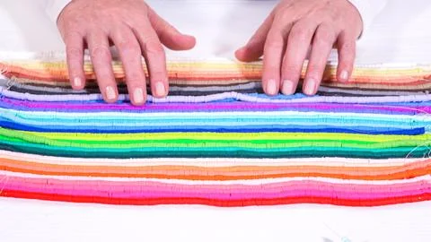 Rainbow Array of Clay Bead Strands Fotos de archivo