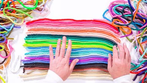 Rainbow Array of Clay Bead Strands Fotos de archivo