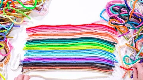 Rainbow Array of Clay Bead Strands Foto stock