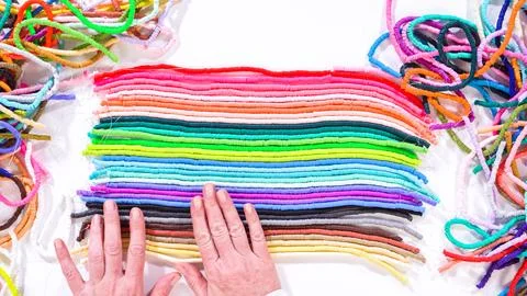 Rainbow Array of Clay Bead Strands Fotos de archivo