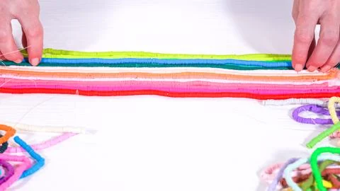 Rainbow Array of Clay Bead Strands Stock Photos