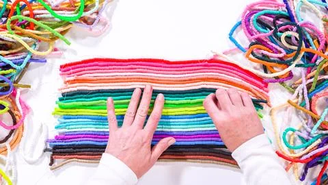 Rainbow Array of Clay Bead Strands Stock Photos