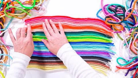 Rainbow Array of Clay Bead Strands Fotos de archivo