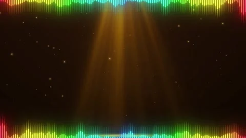 Rainbow audio equalizer frame. Colorful music spectrum border with glowing Video stock 340118717