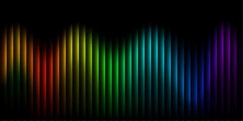 Rainbow audio equalizer graphic. Vertical spectral bars on black background.. Stockillustratie