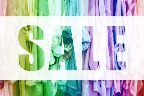 Rainbow background with clothes. Stock Photos