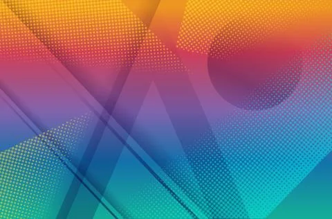 Rainbow background with dot texture and geometric shape Stock Illustration