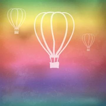 Rainbow background with fire balloons Stock Illustration