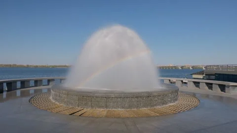 Rainbow on the background of the fountain Sphere.	 Stock Footage 169172613