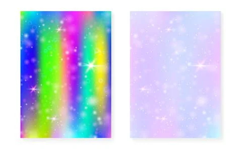 Rainbow background with kawaii princess gradient. Magic unicorn Stock Illustration