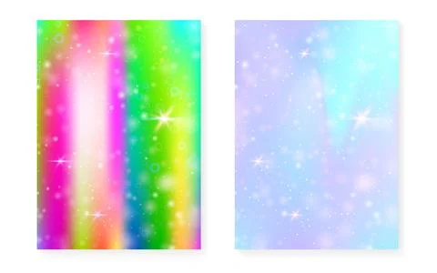Rainbow background with kawaii princess gradient. Magic unicorn Stock Illustration