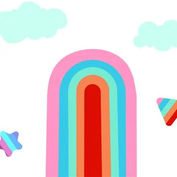 Rainbow background, rainbow arc. Cartoon image on light background. Stock Illustration