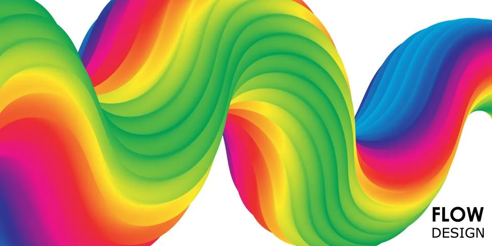 Rainbow Background. Wave Pattern. Fluid Flow. Illustrazione stock