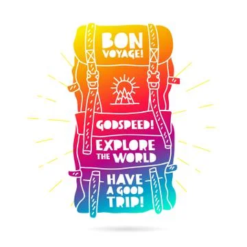 Rainbow backpack. Bon Voyage Illustration