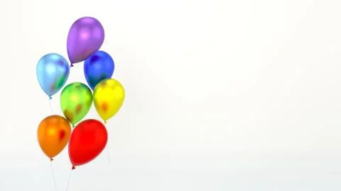 Rainbow balloons on white background. 3d render Stock Illustration