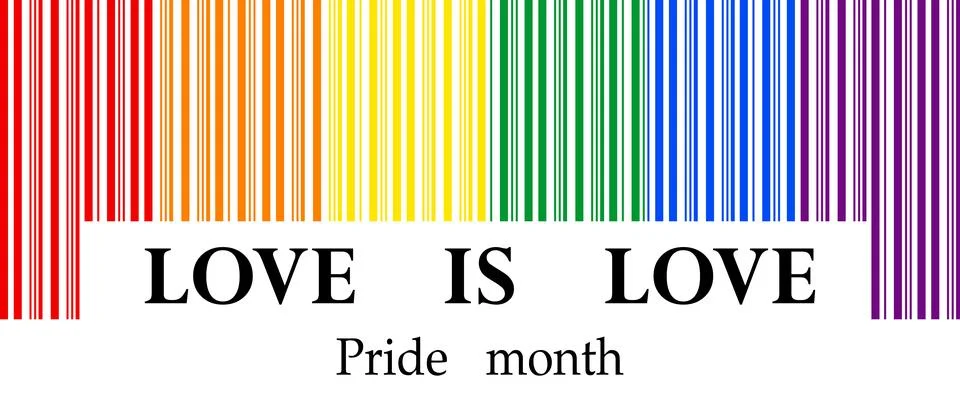 Rainbow barcode on white background, Let's Celebrate PRIDE month with color.. Stock Illustration