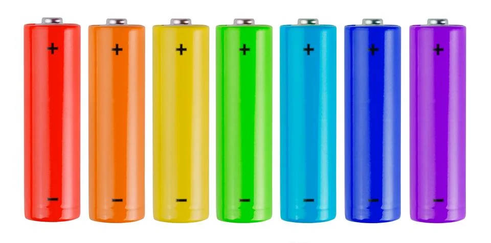 Rainbow batteries Stock Photos