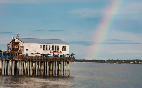 Rainbow on the beach Stock Photos
