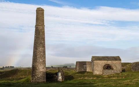 Rainbow behind Magpie Mine Stock Photos