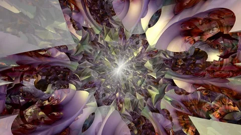 Rainbow, beige and violet flowing into yellow-ruby palette. 3D fractals. Stock-Footage 129803858