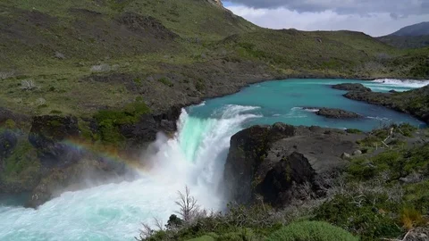 Rainbow below waterfall Video stock 73249167