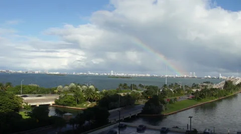 Rainbow Best Time Lapse in Miami to South Beach Stock Footage 58314001