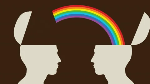 Rainbow between heads Stock Footage 37716638