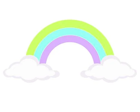 Rainbow between two clouds symmetrical, weather phenomenon Stock Illustration
