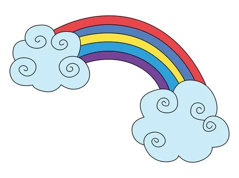Rainbow between two clouds vector illustration Stock Illustration