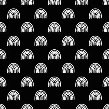 Rainbow black and white pattern. rainbow pattern Stock Illustration