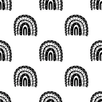 Rainbow black and white pattern. Black rainbow Stock Illustration