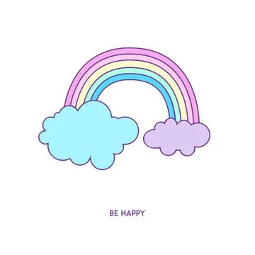 Rainbow with blue and purple clouds Stock Illustration