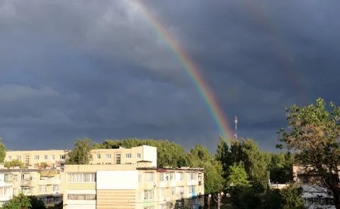 Rainbow on blue sky Stock Photos