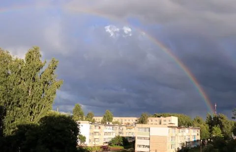 Rainbow on blue sky Stock Photos