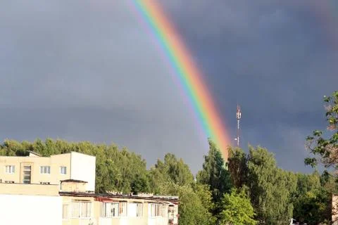 Rainbow on blue sky Stock Photos