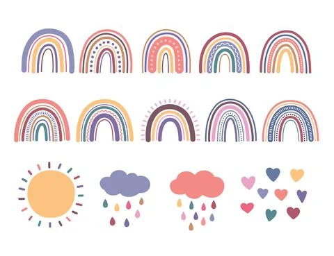 Rainbow, Boho Illustrations Stock Illustration