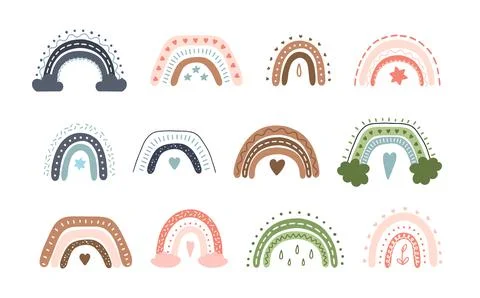 Rainbow boho set. For decoration of childrens rooms and holidays. Vector mode Stock Illustration
