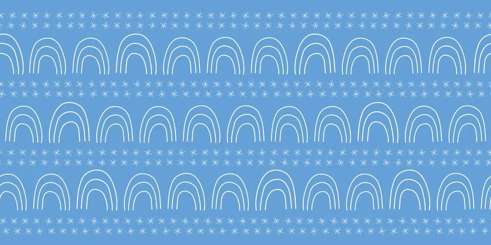 Rainbow border pattern design. Vector weather seamless repeat banner background. Illustrazione stock