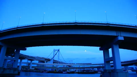 Rainbow Bridge and the Full Moon Video stock 332459890