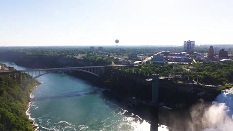 Rainbow Bridge and Niagara River Gorge from Above Video stock 337401707