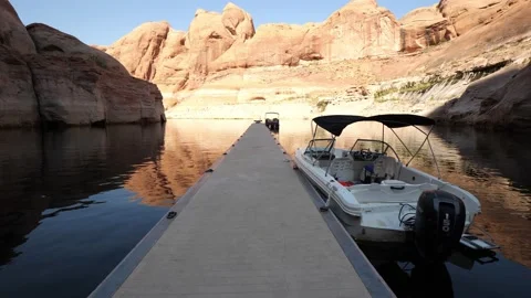 Rainbow Bridge dock pan up Stock Footage 140220479