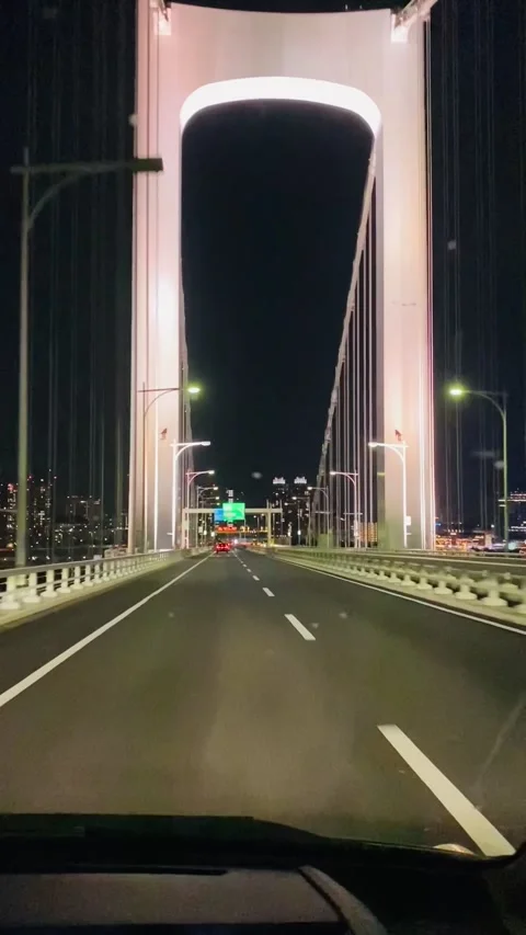 Rainbow bridge at night Stockbeeldmateriaal 242909805