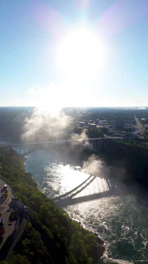 Rainbow Bridge Over Niagara River in Sunny Day Stock-Footage 337401745