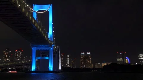 Rainbow Bridge Shibaura side Night 動画素材 147573013