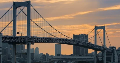 Rainbow bridge in sunset Stock Footage 129422259
