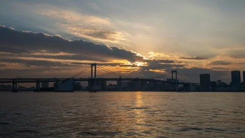 Rainbow Bridge Sunset Timelapse Stock Footage 98153120