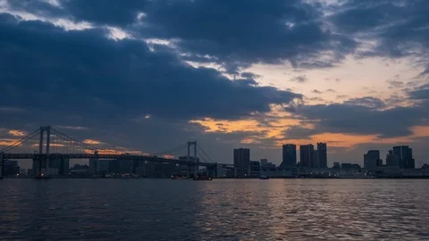 Rainbow Bridge Sunset Timelapse Stock Footage 98153541