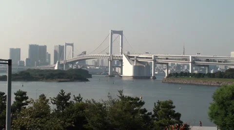 Rainbow Bridge in Tokyo Stock Footage 5501054