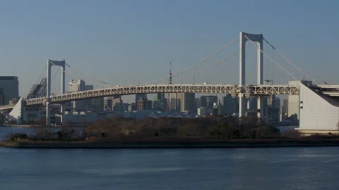 Rainbow Bridge With Tokyo Tower In Day Time Japan Video stock 239668585