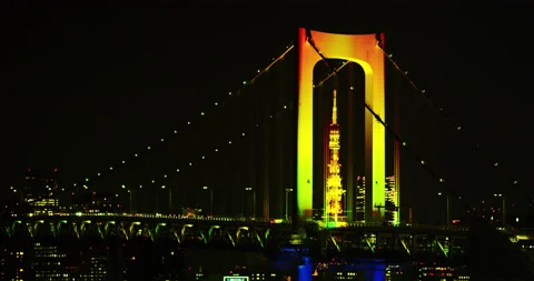 Rainbow Brigde Rainbow Color Light-up Stock Footage 149840577